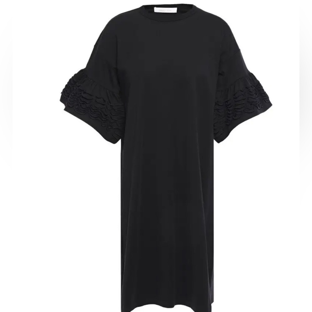 SEE BY CHLOÉ Ruffled Cotton-Jersey Mini Dress Size XS in Brown and Cream - Picture 3 of 11